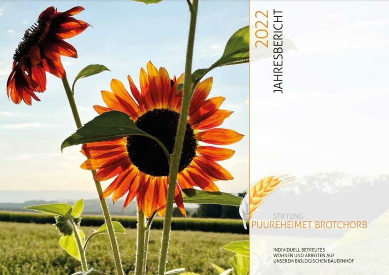 Titelseite des Jahresberichts 2022 für die Stiftung Puureheimet Brotchorb.